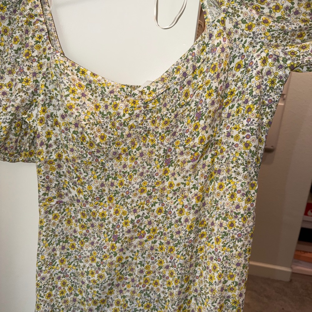 Elodie Floral Midi Dress - Yellow, Green & Cream - Picture 4 of 8